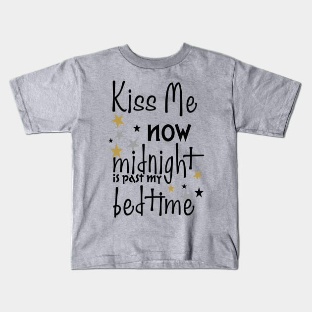 Kiss Me Now. Midnight Is Past My Bedtime Kids T-Shirt by PeppermintClover